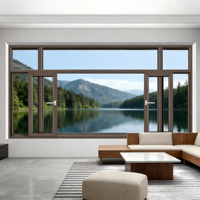 Ventanas Corredizas Modernas de Lujo de Aluminio con Doble Vidrio Templado, Impermeables para Interiores y Exteriores