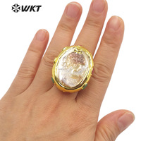 WT-MPR031 Classique Charme anneau Perle Ronde Sculpté Coloré Zircon Vintage Set anneau De Mode 18k Or Plaqué Perle Anneau