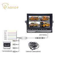 Moniteur de zone aveugle inversé Bus HD 7 pouces AHD Quad View Display 4 canaux caméra de voiture 1080p surveillance de la sécurité des angles morts tout autour
