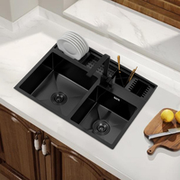 Évier de cuisine contemporain fait main en acier inoxydable SS304 à double bac à encastrer YINGTAO OEM/ODM, surface polie