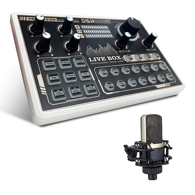 Hot Sales DJ Console Recording Podcast Sound Card Mic Audio Mixer With Multiple Sound Effects and Voice Changer