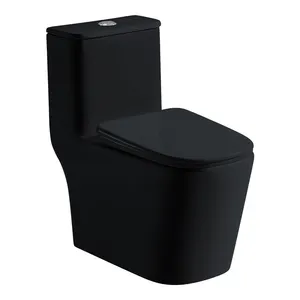 CaCa High Quality Ceramic Sanitary Ware Ceramic Wc Siphon S-trap Black 1 Piece Toilet Commode