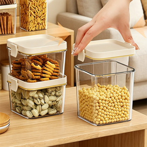 Sealed Food Grade Grain Storage Container Rectangle Airtight Clip On <b>Lid</b> Kitchen Food Preservation <b>Jar</b> 450Ml 700Ml 1300Ml - Product Image 2