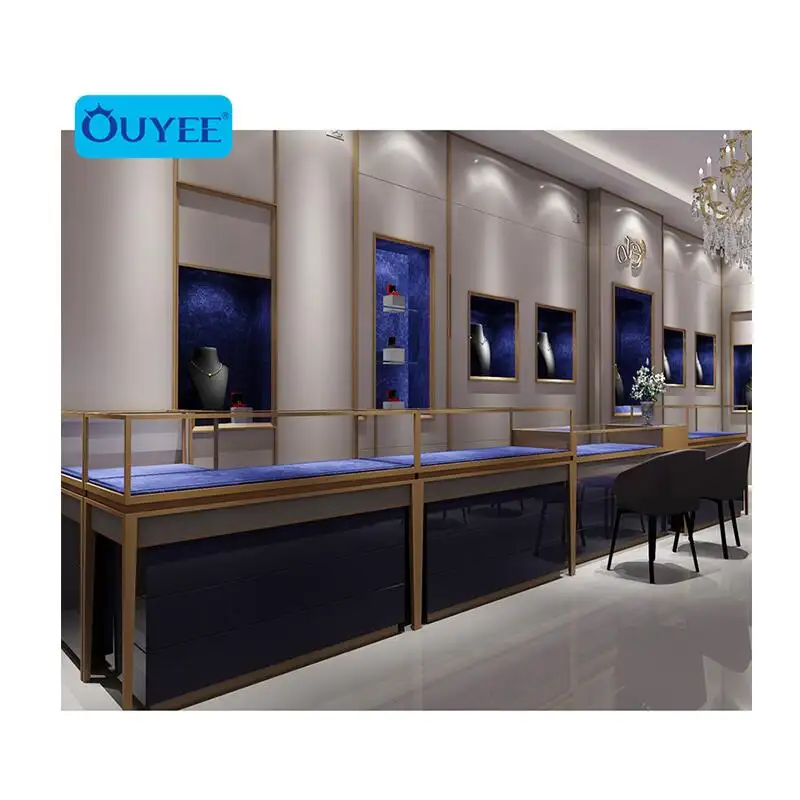 Luxurious Jewelry Store Interior Decoration Design Store Fixtures Jewellery Display Cabinet Display Showcase