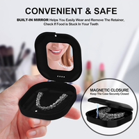 Boîte de rangement portable pour aligneurs dentaires, prothèses et appareils orthodontiques, avec miroir, design personnalisé et tendance