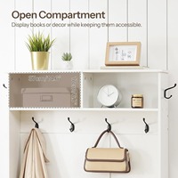 Ferme Blanc Hall Arbre Banc Porte-Manteau Tiroirs Flip avec Armoire à Chaussures pour Entrée et Rangement Mudroom