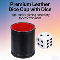 Gobelet à dés personnalisable en cuir PU noir avec tube droit en tissu velours pour soirées jeux KTV et en famille