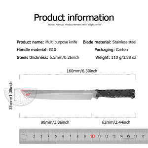 Couteau de poche tactique droit DIY OEM de haute qualité en acier inoxydable avec manche G10 et étui en plastique pour survie en extérieur LS089 Garantie 1 an - Product Image 6