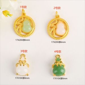 Gold Inlaid Jade Gourd Pendant 17X10mm 17X20mm DIY Jewelry Findings <b>Necklace</b> Ornament Agate Material - Product Image 2