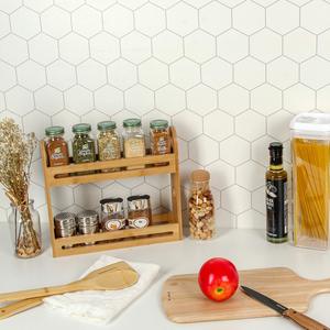 Étagère à épices en bambou à 2 niveaux, support en bambou, organisateur d'épices pour la cuisine - Product Image 4