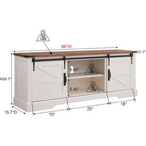 Grand meuble de télévision rustique en bois pour centre de divertissement de ferme avec <span class=keywords><strong>porte</strong></span> de grange <span class=keywords><strong>coulissante</strong></span> Longue armoire de console multimédia pour le salon de la maison - Product Image 5