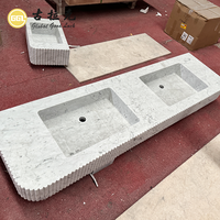 Lavabo en marbre blanc de Carrare italien de luxe, fait main sur mesure, en pierre naturelle, pour hôtel, villa, salle de bain