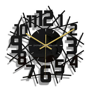 Reloj de pared de esquina redonda de 12 pulgadas de plástico ilusionista negro decorativo moderno cuadrado nórdico para decoración del hogar a precio mayorista - Product Image 1