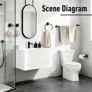 Juego de 5 Accesorios de Baño, Toallero de Pared Negro de 16 Pulgadas, para Proyectos de Renovación del Baño del Hogar - Product Image 2