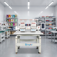 Máquina de Bordar Computarizada Yinghe Nueva de 9/12 Agujas con Doble Cabezal y Motor de 1000 RPM, Fácil de Operar para Coser Prendas
