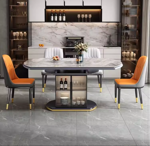 <span class=keywords><strong>Table</strong></span> à manger <span class=keywords><strong>de</strong></span> luxe moderne avec plateau en marbre et structure en bois, forme carrée ou ronde, BTDT002, pour la maison ou le restaurant - Product Image 6