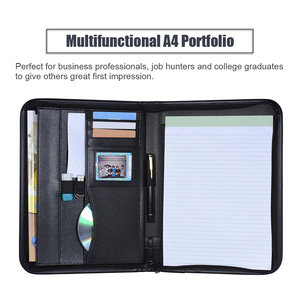 Portafolio Profesional Multifuncional, Carpeta Portadocumentos, Estuche para Documentos A4, Cierre de Cremallera de Cuero PU con Tarjetero - Product Image 5