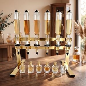 Dispensador de Perfume Plateado Personalizado para 6 Botellas, para Baños de Lujo y Servicios de Spa Privados - Product Image 1