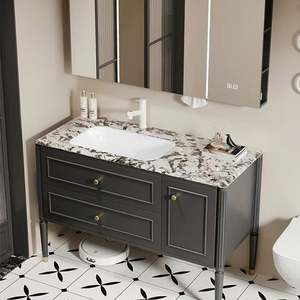 Classic Retro Waterproof Moisture-proof and Durable <b>Floor</b> Standing <b>Bathroom</b> <b>Cabinet</b> for Apartment - Product Image 2