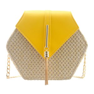 <span class=keywords><strong>Sac</strong></span> à <span class=keywords><strong>main</strong></span> décontracté pour femme, personnalisé avec logo, classique, fait <span class=keywords><strong>main</strong></span>, en paille PP, avec chaîne métallique, petit <span class=keywords><strong>sac</strong></span> hexagonal tendance, durable pour le quotidien - Product Image 6