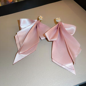 Orecchini con fiocco grande con nastro lungo ad ago in argento orecchini con temperamento delicato principessa in fuga orecchini adorabili dolci - Product Image 3