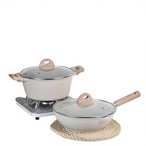 Ensemble de casseroles multifonctionnelles en <span class=keywords><strong>pierre</strong></span> de Maifan et aluminium antiadhésif avec couvercle en verre, ustensiles, compatibilité universelle, utilisation domestique, casseroles et poêles - Product Image 5
