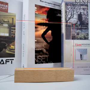 Éclairage DIY, veilleuse LED 3D, panneau acrylique transparent effaçable avec support en <span class=keywords><strong>bois</strong></span>, base de lampe en <span class=keywords><strong>bois</strong></span> - Product Image 5