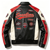 Veste en cuir de course OEM, veste de motard en peau de mouton véritable de qualité supérieure, broderie complexe, manteau de moto de luxe, étiquette privée personnalisée