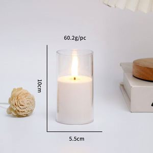 Bougie LED sans flamme rouge avec support en verre, flamme vacillante mobile pour la décoration de la maison - Product Image 3