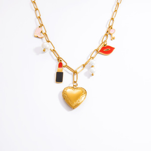 Collier en acier inoxydable avec pendentif en forme de cœur, chaîne de clavicule, bijoux cadeau - Product Image 5