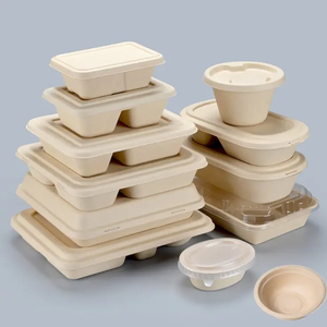 Eco Friendly Custom disposable dinnerware set Cornstarch Lunch Box Biodegradable takeaway 6 Inch Burger Box