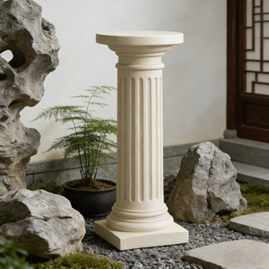 Plateforme décorative en résine peinte à la main motif floral romain (piédestal cannelé) Modèle d'<span class=keywords><strong>art</strong></span> 222 - Texture élégante - Article essentiel pour le jardin - Product Image 5