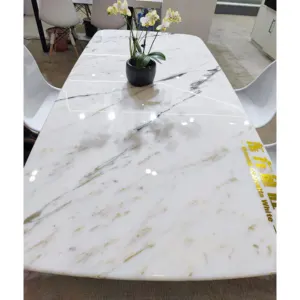 Mesa de jantar luxuosa em mármore chinês Calacatta branco para sala de estar