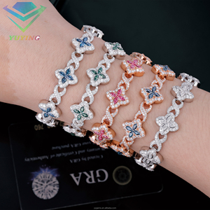 โรงงานจัดส่งกำไลข้อมือรูปโคลเวอร์หลากสี ประดับเพชร VVS มอยส์ซาไนต์ ชุบทอง เงินแท้ 925 ผ่านการทดสอบเพชร ได้รับการรับรองจาก GRA - Product Image 5