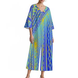 Mamelucos de una pieza de cintura alta personalizados OEM para mujer, diseño de arte de la isla del Pacífico, <span class=keywords><strong>mono</strong></span> de <span class=keywords><strong>talla</strong></span> <span class=keywords><strong>grande</strong></span> con escote en V profundo para mujer, <span class=keywords><strong>mono</strong></span> samoano - Product Image 4