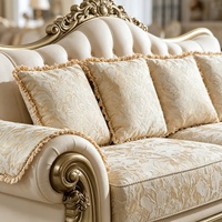 Ensemble de canapés de luxe en or antique, meubles de villa, 1, 2 et 3 places, bois massif, style européen classique, canapés sectionnels en tissu pour salon
