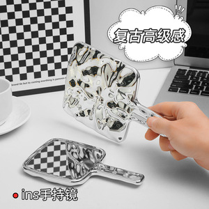 Handheld Makeup <b>Mirror</b> Square Aluminum <b>Mirror</b> Portable For Home Use - Product Image 2