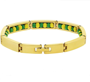 Pulsera <span class=keywords><strong>de</strong></span> Cuentas <span class=keywords><strong>de</strong></span> Acero Inoxidable Chapada en Oro <span class=keywords><strong>de</strong></span> 18k, Siete Potencias Africanas, Pulsera <span class=keywords><strong>de</strong></span> Santería - Product Image 2