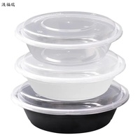 Boîte à lunch jetable recyclable et récupérable avec couvercle, récipient en plastique PP compatible micro-ondes pour plats à emporter