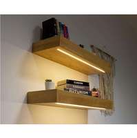 Étagères en bois personnalisées de style moderne avec bandes lumineuses à LED pour suspendre au mur Étagères flottantes Décoration intérieure polie pour Noël