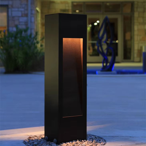 Lámpara de Bolardo de Acero Corten Art Deco, Resistente al Agua y a la Intemperie, para Exteriores, Iluminación Decorativa Independiente para Jardín y Camino - Product Image 4