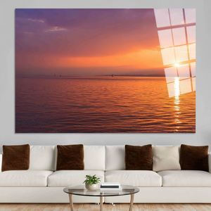 Toile imprimée vue sur l'océan au coucher du soleil : Décoration murale élégante sur le thème de la mer, ART EN VERRE TÉRMÉRÉ - Product Image 3