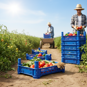 KE 717 Full Perforated Plastic <b>Crate</b> Virgin HDPE Heavy Duty Stackable Industrial Storage <b>Crate</b> for Agriculture and Harvest Use - Product Image 3