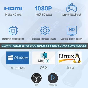 Tarjeta de Captura de Video USB 2.0 4K HD 1080P, Adaptador HD-MI a USB para Transmisión en Vivo, Grabación de Juegos, Videoconferencias - Product Image 3