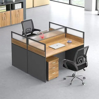 Poste de travail de bureau modulaire exécutif 4 places Ensemble complet de compartiments de séparation en forme de L avec poste de travail privé pour bureaux