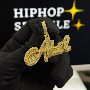 2 Inch Adiel <b>Iced</b> <b>Out</b> Pendant Custom Moissanite Jewelry 14K Gold Plated Hip Hop Luxury Bling <b>Chain</b> Necklace for Men Women - Product Image 3