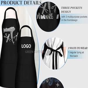 Tạp dề in logo tùy chỉnh, tạp dề thợ làm tóc, vải không thấm nước, quần áo làm việc tiệm cắt tóc, tạp dề chống bẩn, tạp dề chống dầu, thời trang - Product Image 5