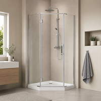 Cabine de douche Pentagon 800x800 avec cadre en aluminium et receveur 90x90, meuble d'angle pour salle de bain