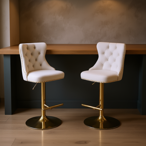 Tabourets de bar modernes en velours DB A&A Furniture, pivotants, réglables en hauteur (25-33 pouces), style farmhouse, dorés - Product Image 2