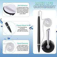 Stylo à encre noire pour signature avec support adhésif, stylo de bureau, stylo de table avec chaîne
